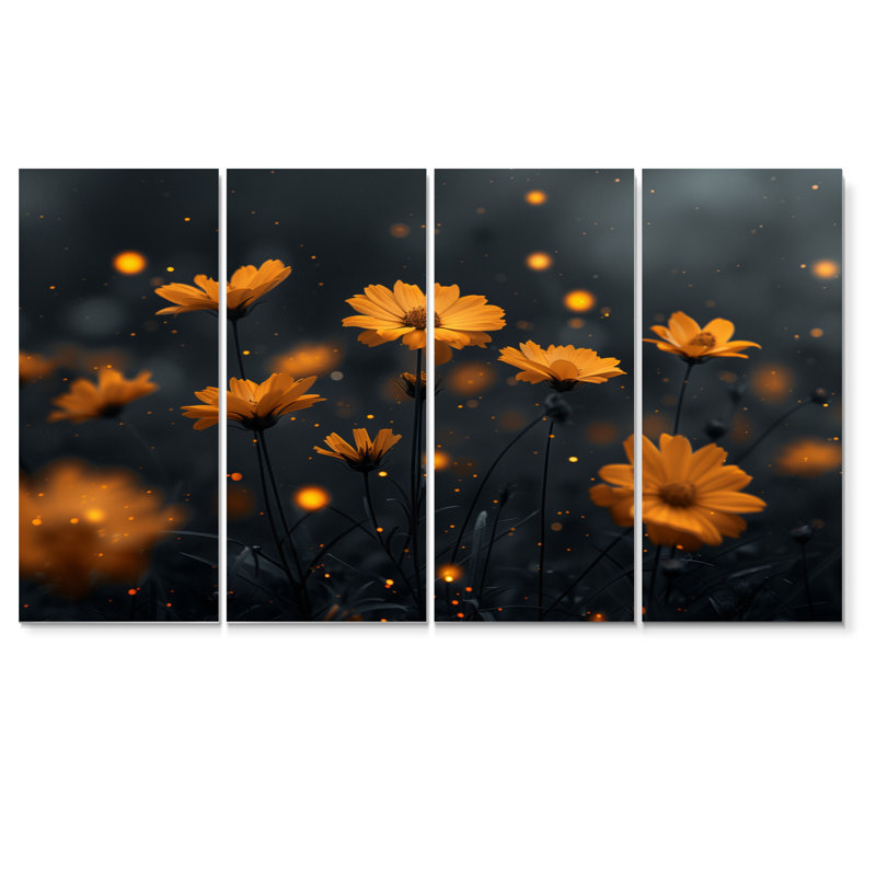 «Yellow Yellow Golden Hour Cornflowers II», ensemble d'art sur toile, H 28 po x l 48 po