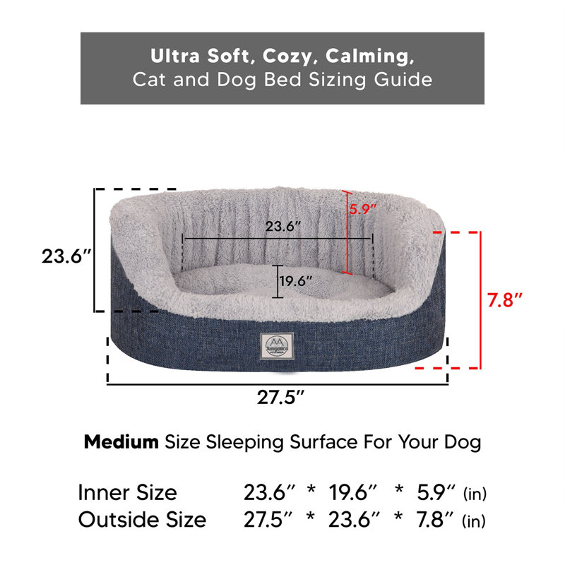 Lit pour animaux, Medium (7.8" H x 27.5" W x 23.6" D), Gris foncé