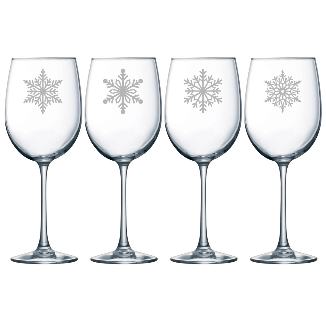 Paper Snowflakes 19oz. Handmade Wine Glass Set Susquehanna Glass