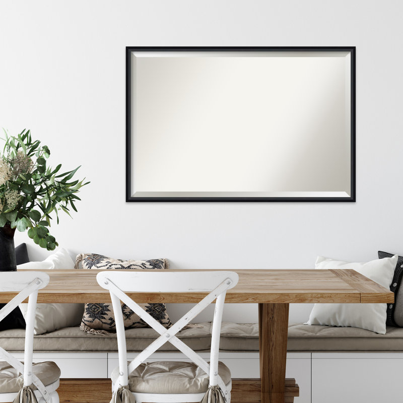 Mettawa Flat Wall Mirror, 37" x 25", Satin Black
