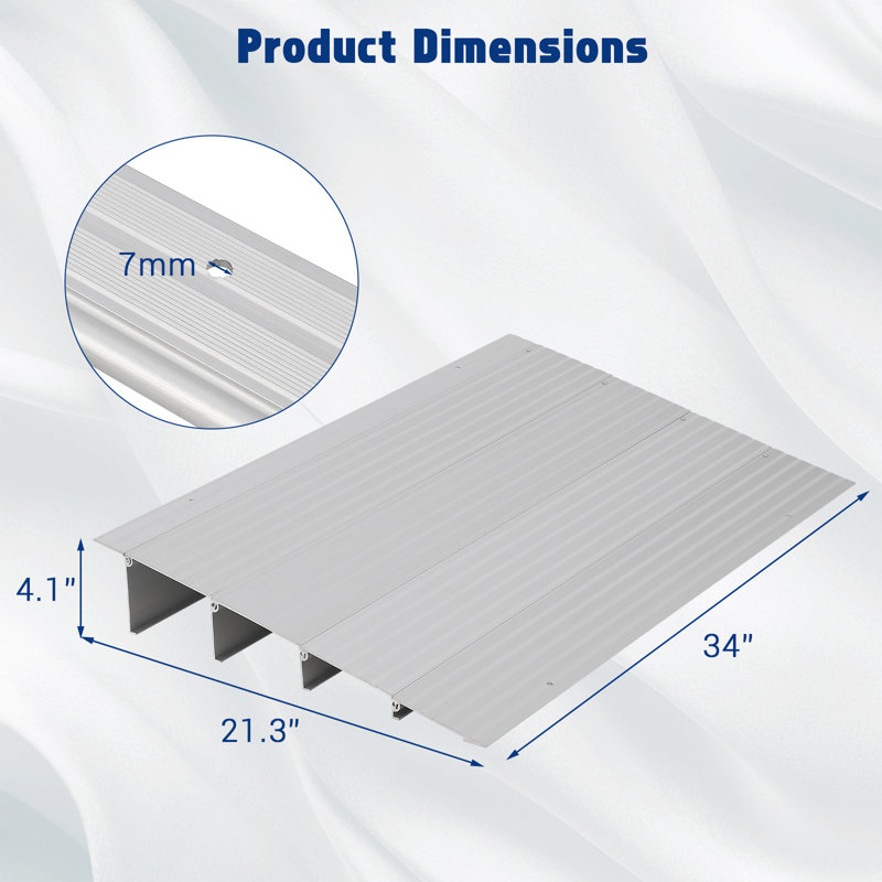 Heavy Duty Non-Slip Aluminum Threshold Ramp – 5" Rise, 700 lbs / 320 kg Capacity, 4 Sections – Portable Adjustable for Wheelchair, Scooter, Bike & Pet Access