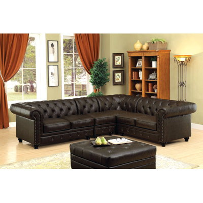 Bergfield Faux Leather L-Shaped Sectional Symmetrical