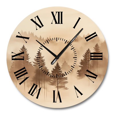 Sand Forest Misty Veil - Landscape Round Metal Wall Clock