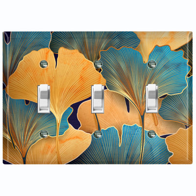 Plaque murale à 3 interrupteurs à bascule Flower Orange Blue