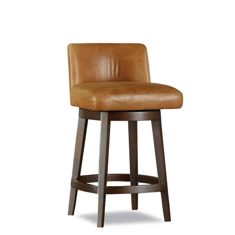 Upholstered Stool with Solid Wood Frame, Smokey