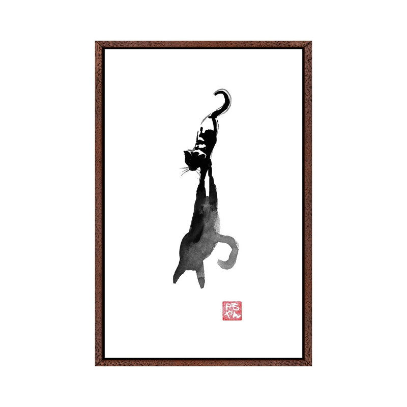 The Shadow Of The Cat by Péchane - Print on Canvas, 101.6 cm H x 66.04 cm W, Classic Brown Wood Framed