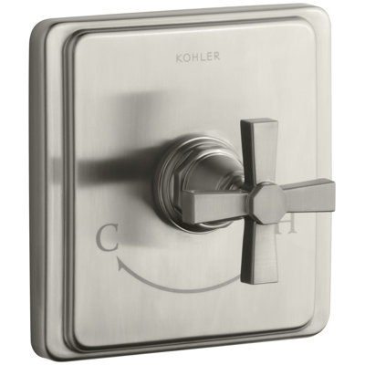 Pinstripe Pure Valve Trim with Pure Design Cross Handle for Thermostatic Valve, Requires Valve