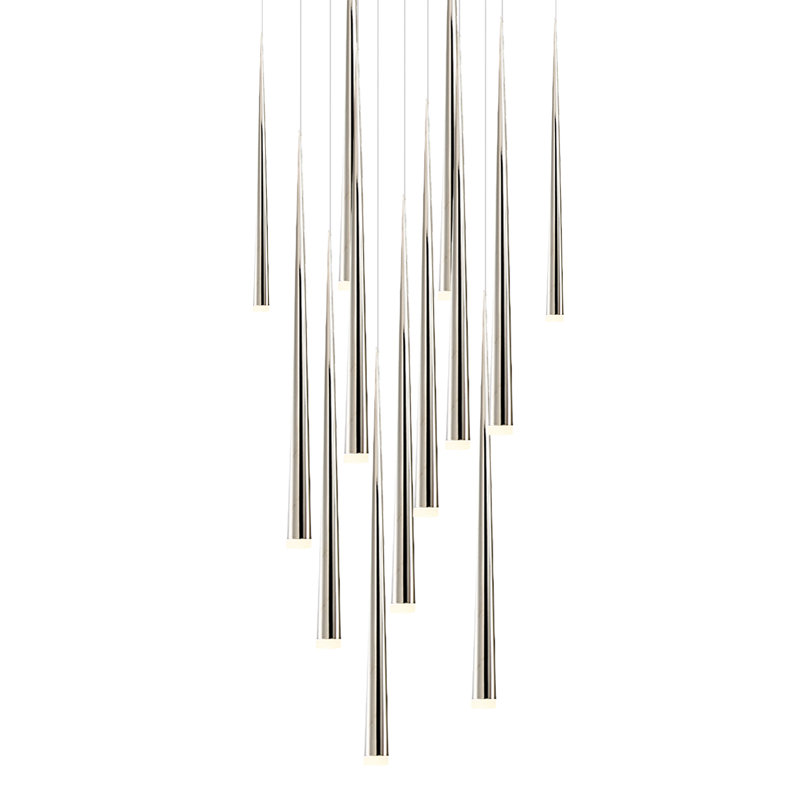 Cascade - Light LED Cluster Pendant, Polished Nickel, 36.75" H x 20" W x 20" D, 13