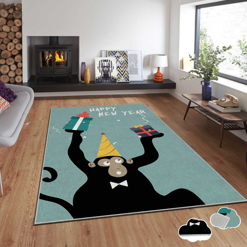 Luxurious Polyester Area Rug, 5.2 x 7.5 Feet | 740 g/m² Velvet Fabric with Non-Slip Dot Underside | Laminated Sponge for Comfort | Easy Clean & Machine Washable | Modern Digital Print, Perfect for Living Rooms & Bedrooms