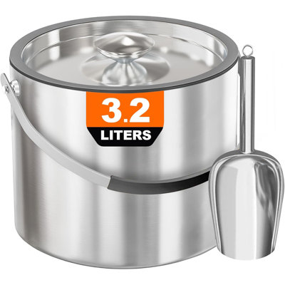 3.2L/3.4QT Insulated Ice Bucket with Silicone Lid