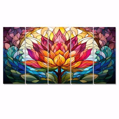 5 pièces d'art mural en verre Lotus