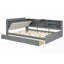 Lit plateforme double en bois avec rangement - Aucun sommier requis, gris-1021170070