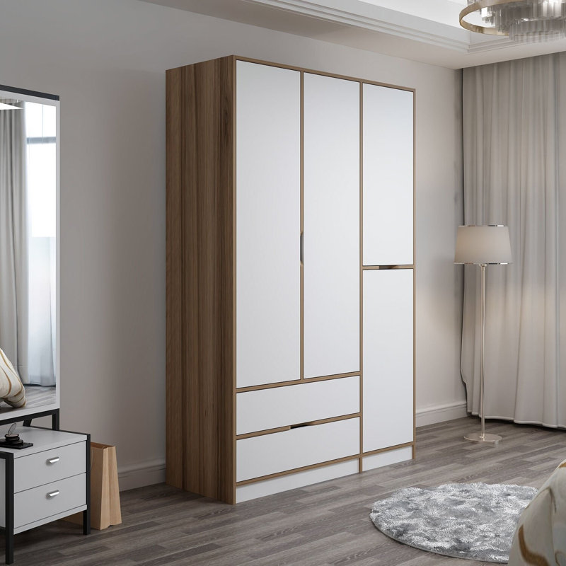 Elina 4 Door Manufactured Wood Wardrobe, White