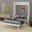 Lit mural pliant peu encombrant avec tablettes de rangement intégrées et lumières décoratives à DEL-496317802