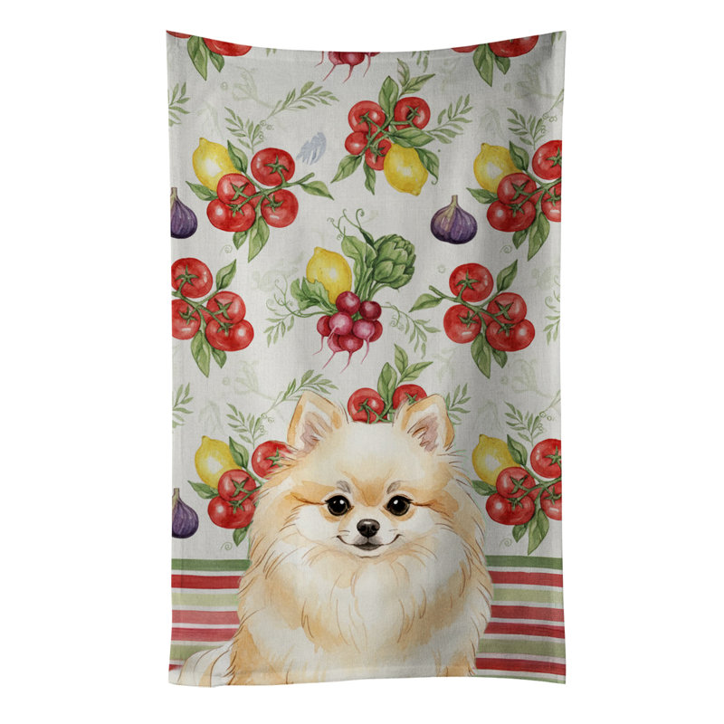 Serviette de cuisine crème Poméranien, Cream Pomeranian