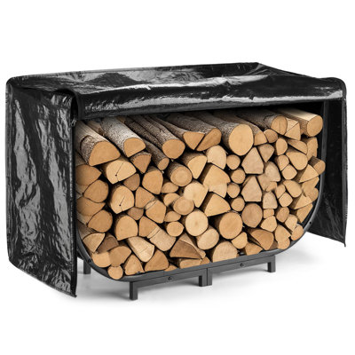 Support à bois de chauffage robuste de 40 pouces pour l'extérieur avec couvercle, rangement imperméable pour bûches pour foyer, support en bois pour l'intérieur et l'extérieur