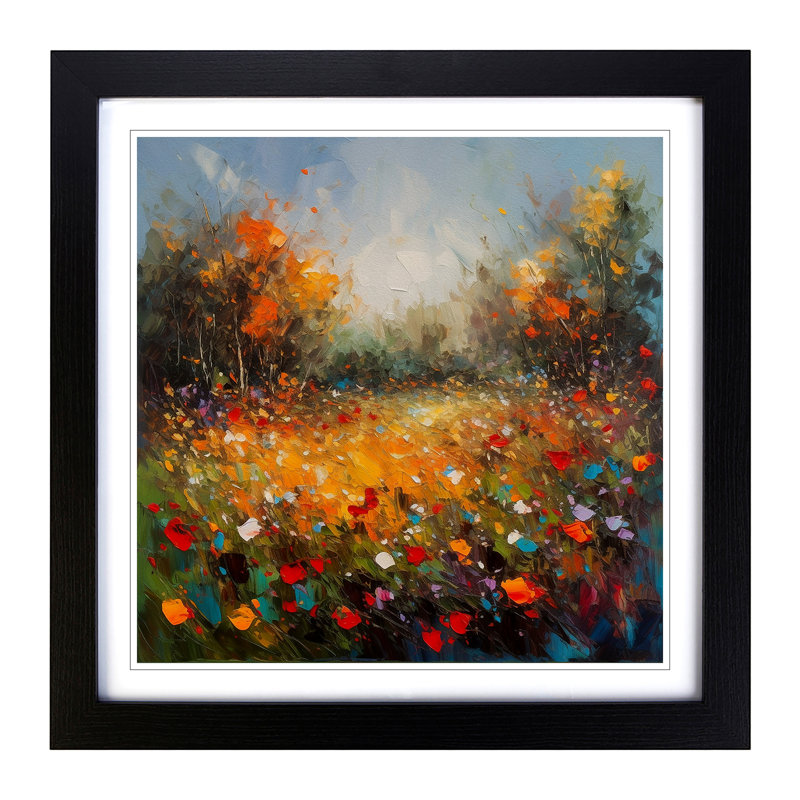 Meadow Palette Knife Painting No.2 - Framed Print, Black