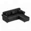 Canapé Chesterfield 82,6 po avec garniture cloutée et accoudoirs roulés de style moderne de 82,6 po avec capitonnage à boutons et capitonné, comprend 3 coussins, noir-2072339458