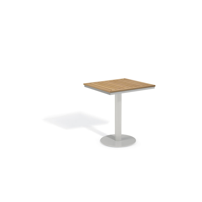Travira Outdoor Square Bistro Table, Natural Tekwood, 26" W x 26" L x 29.5" H, Flint