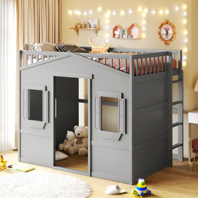 Lit mezzanine double en bois massif avec couleur blanche pour un charmant rêve de construction de chambre à coucher
