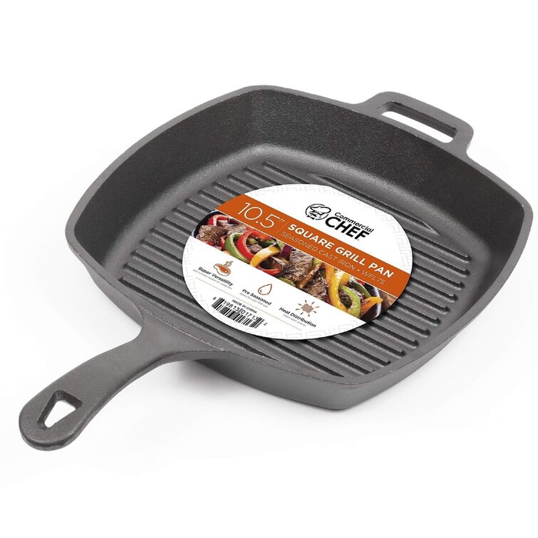 CUISINEL Versatile Pre Seasoned 10.5 in. Cast Iron Square Grill