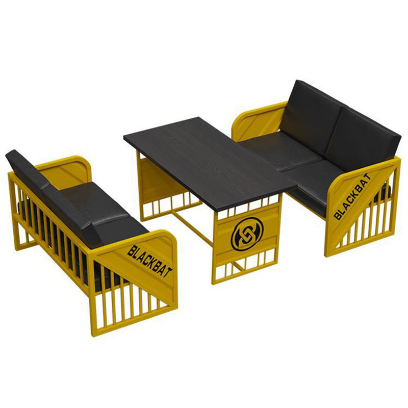 Industrial Style Iron Table And Sofa Sets - Person Dining Set