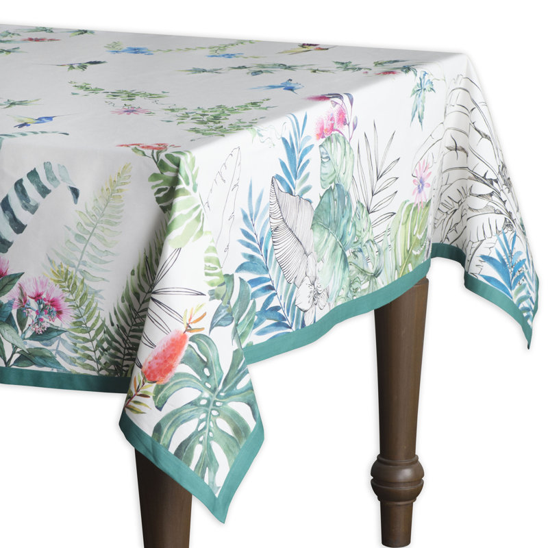 Floral 100% Cotton Tablecloth, 120" L x 60" W