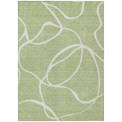 Tapis intérieur lavable abstrait vert artichaut 3 pi x 5 pi