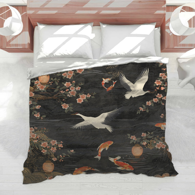 Édredon Cranes and Koi Fish, King