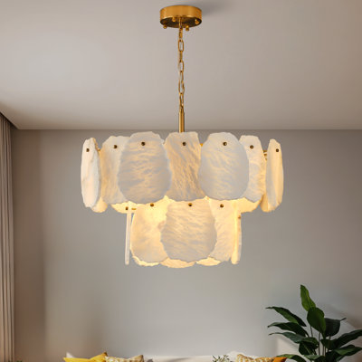 Lustre moderne pour îlot de cuisine, 23,6 po, 8 lumières, rond, en albâtre (ampoule incluse)