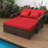 Patio Rattan Daybed Wicker Loveseat Sofa With Multifunctional Ottoman-1495310374