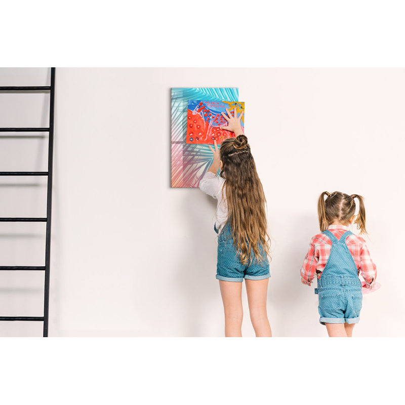 Magnetic Memo Board Whiteboard - 40 x 60cm - Includes Marker and Magnets - Palm leaves