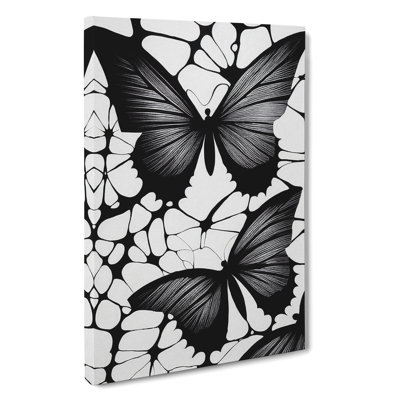 Monochrome Butterflies - Wrapped Canvas Print