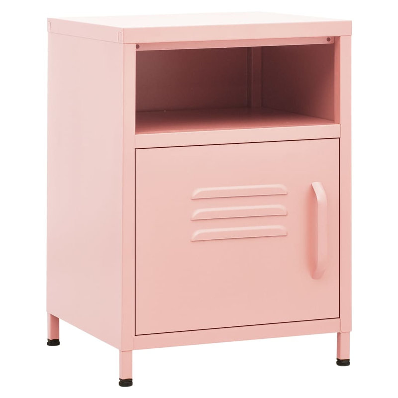 Bren 35cm W Steel Bedside Table, Set of 2, Pink