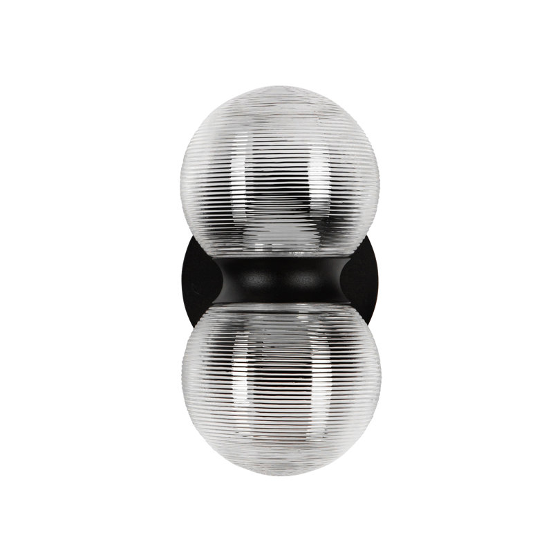 Peri 2 - Light LED Outdoor Armed Sconce, Clear Ribbed