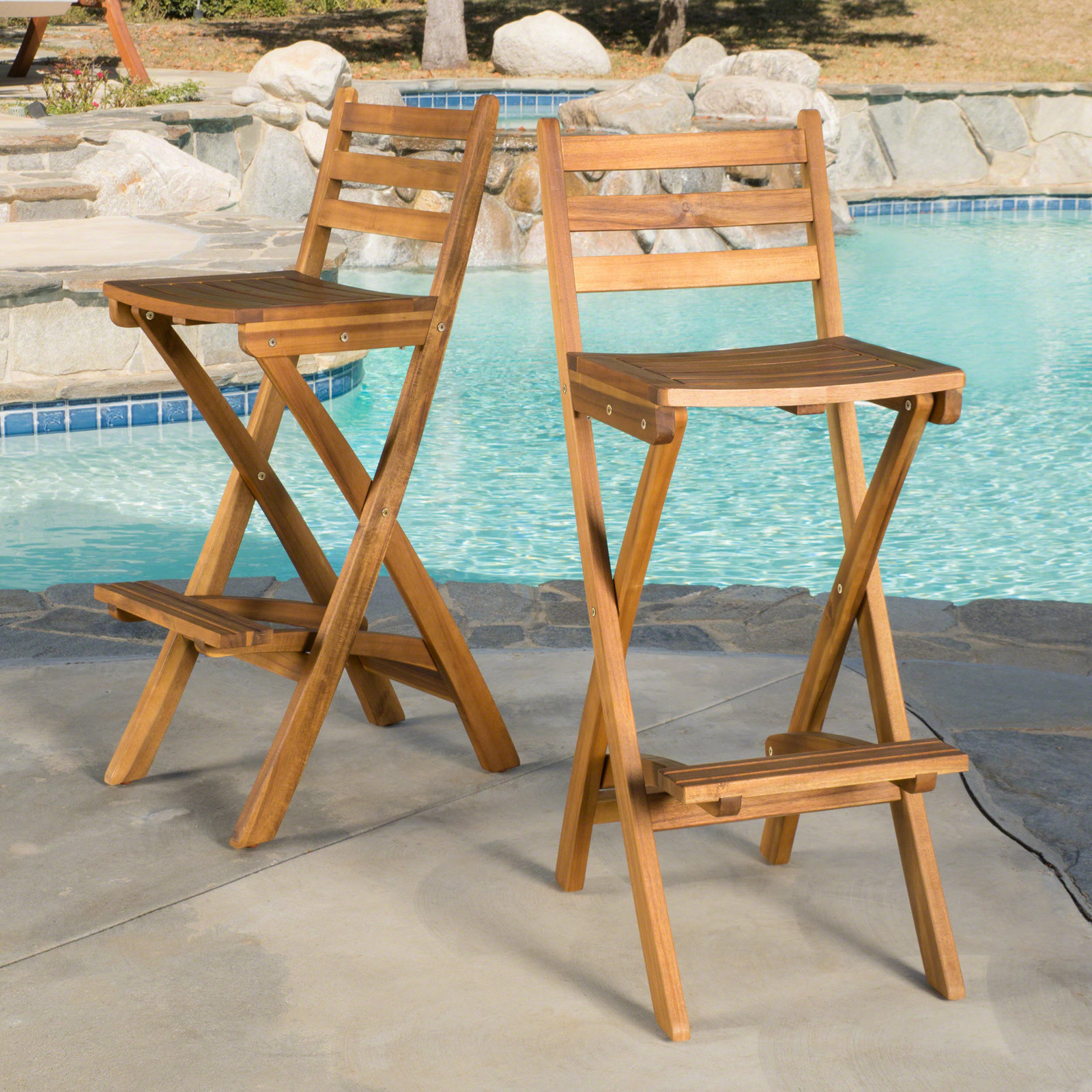 41.25'' Acacia Outdoor Bar Stool
