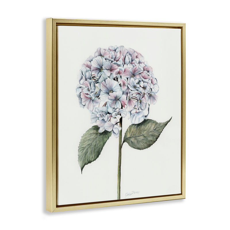 Cadre rond avec ampoule hortensia flottante, design par Cady, H 21 po x l 17 po, Cadre flottant métallique doré