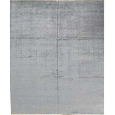 Tapis bleu clair noué à la main de haute qualité