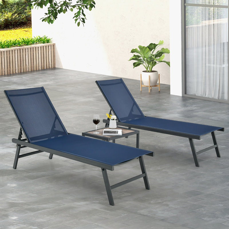 Chaise longue inclinable 62 po avec table Desray, Noir