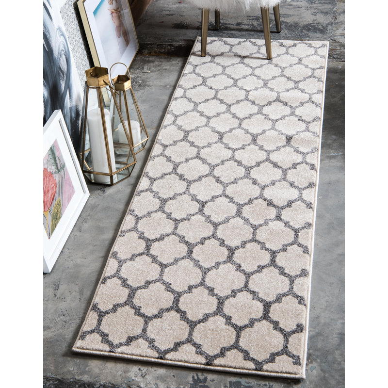 Tapis beige / brun clair Molly Geomertric, Tapis de couloir 2 pi 7 po x 19 pi 8 po