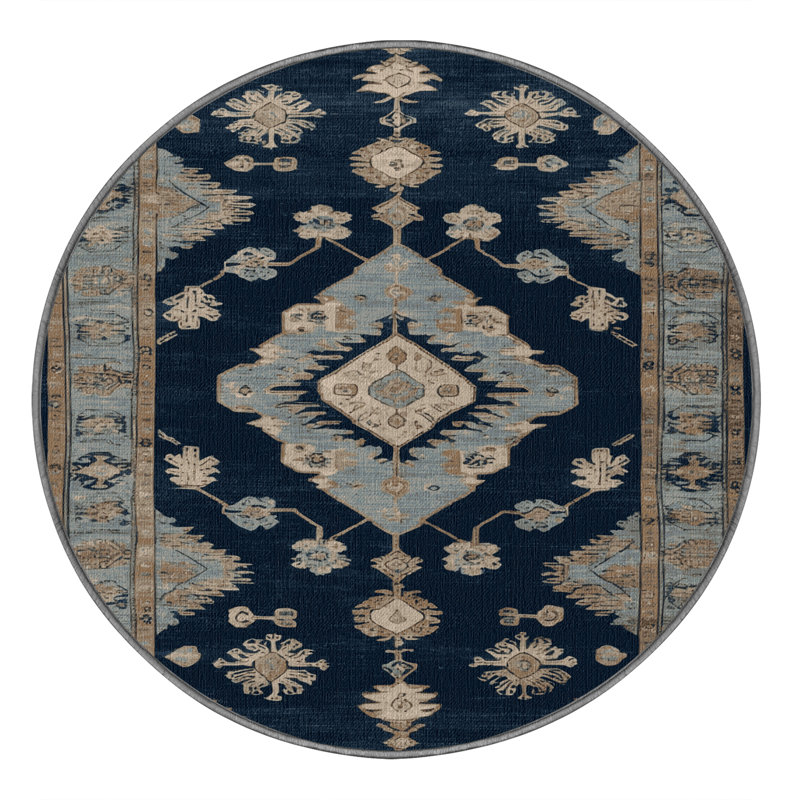 Tapis gris lavable à la machine, Rond 3 pi