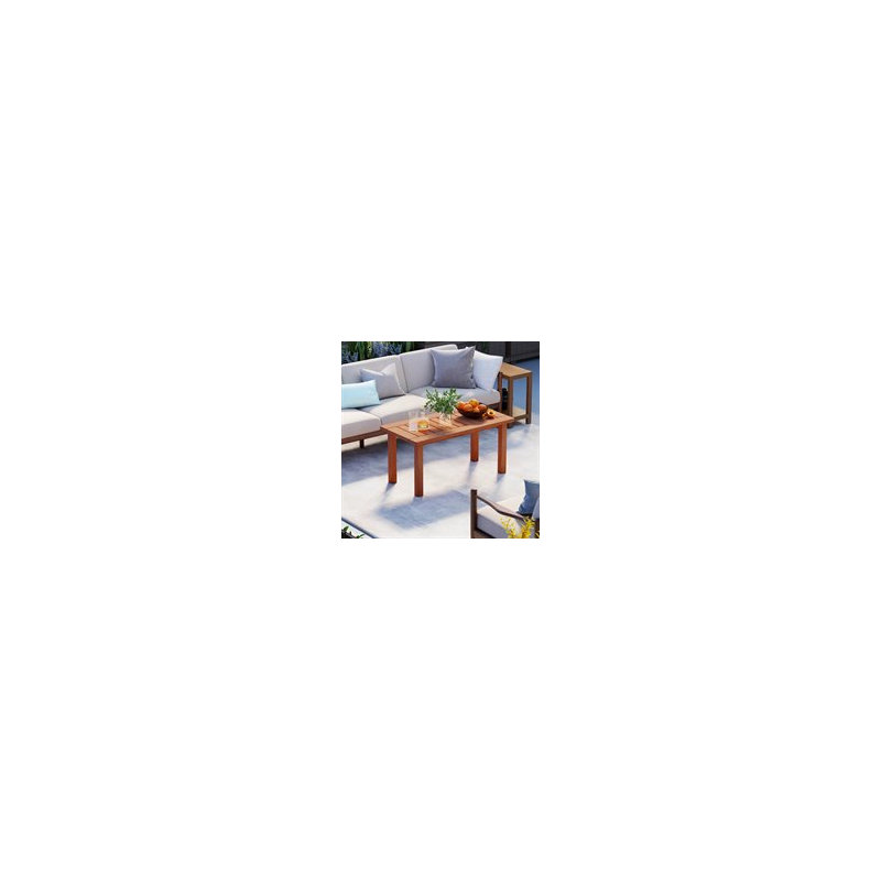 Table basse 35,5 "en bois avec table d'extérieur rectangulaire à lattes pour table