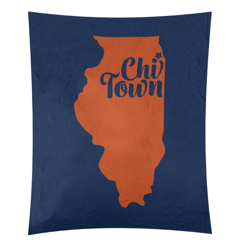 Tapisserie de Chi Town, Illinois, H 27,5 po x l 37,5 po, Orange / Bleu