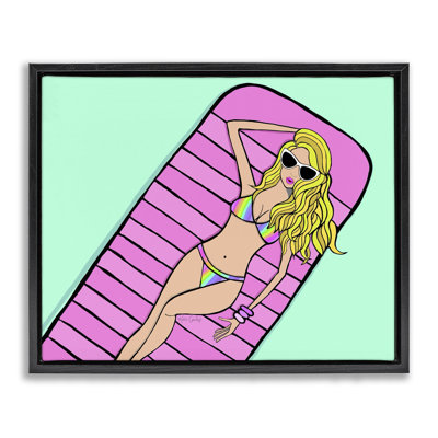 Cadre flottant tendance fille sur la piscine, design par Katie Conley