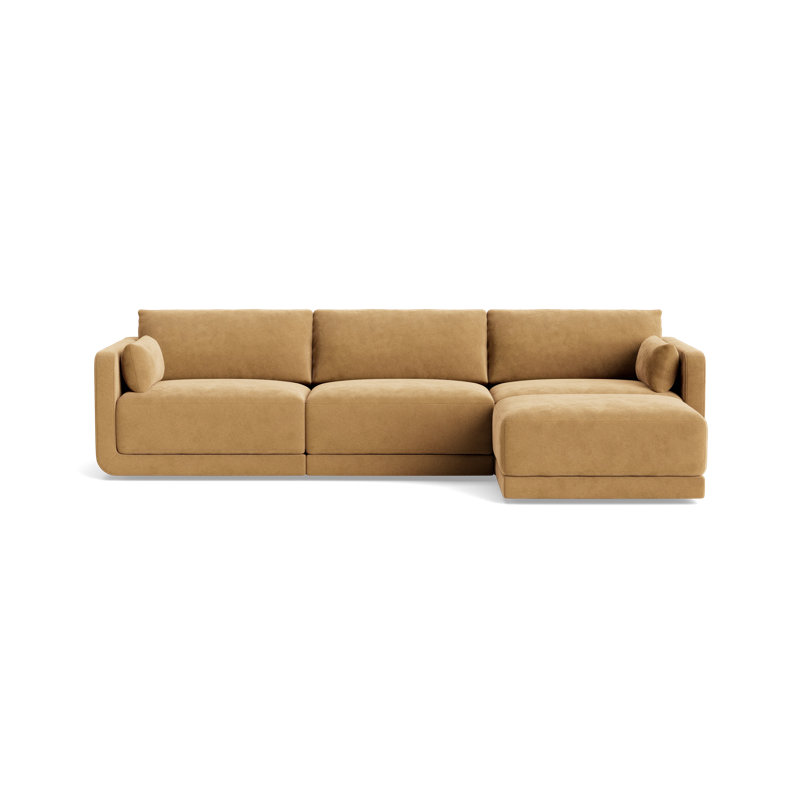 Eva Sofa With Chaise (116"), Performance Velvet - Nutmeg