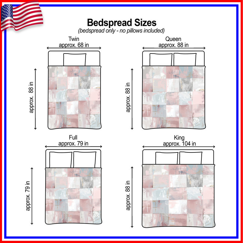 Couvre-lit matelassé en patchwork pastel abstrait toutes tailles, Très grand lit