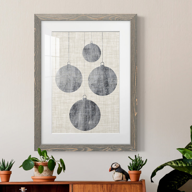 Noël sophistiqué - peinture encadrée, gris, H 32 po x l 23 po x P 1 po