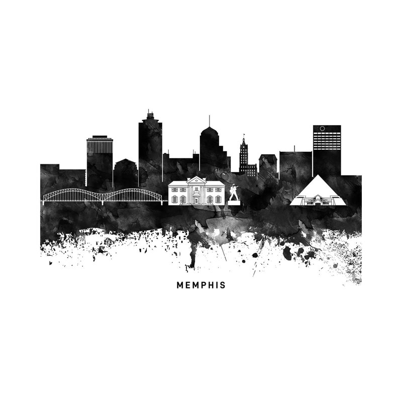 «Memphis Skyline Black & White» par Walldecoraddict - Toile tendue avec châssis sur toile tendue, H 26 po x l 40 po x 1,5 po