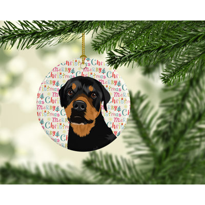 Ornement suspendu en céramique Rottweiler
