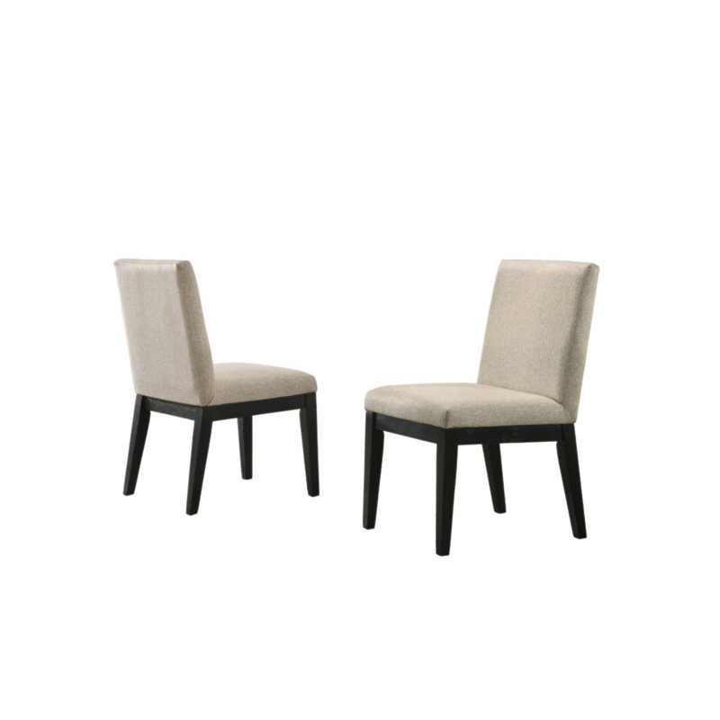 Ensemble de 2 chaises de salle à manger Jacopo en tissu contemporain avec sièges rembourrés ergonomiques et grain de bois naturel